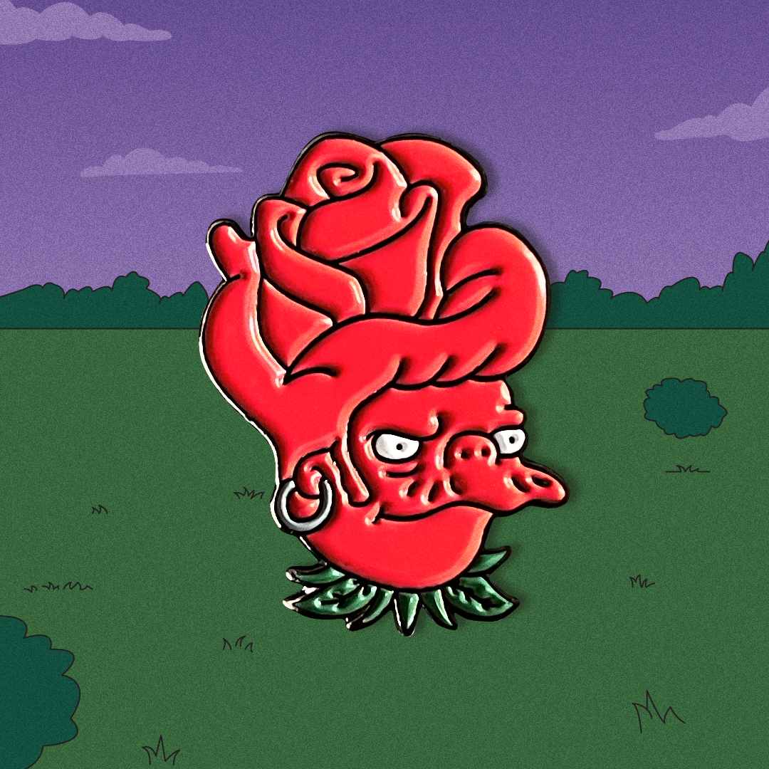 Snake Rose Simpsons Pin